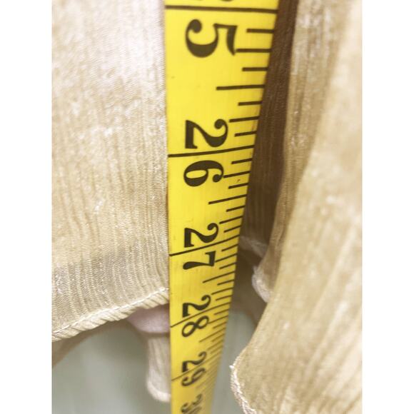 American Glamour Badgley Mischka Gold Flutter Boho Sleeve Blouse Size L - Picture 7 of 7